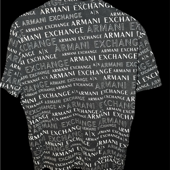 Armani Exchange Men's Black and White T-Shirt A/X Logo XL V-Neck Collar Std Fit - Picture 2 of 6